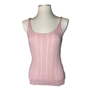 Free People Intimately Blush Pink Ribbed Knit Size Large Tank